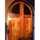 Portone in vetro e legno e ferro